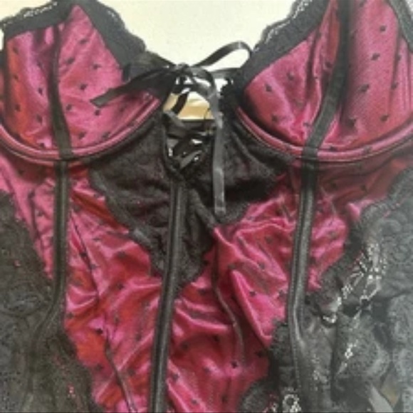 NEW iCollection Sz Large Brocade lace croquette Satin Halter sexy lingerie - Picture 5 of 13